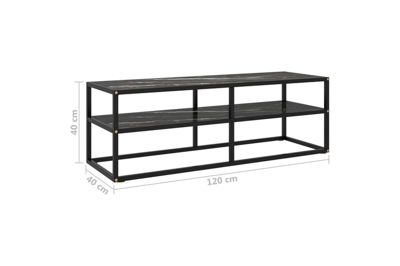 Tv-bänk svart med svart marmor glas 120x40x40 cm - Svart - Möbler - Vardagsrum - Tv-möbler & mediamöbler - Tv-bänkar
