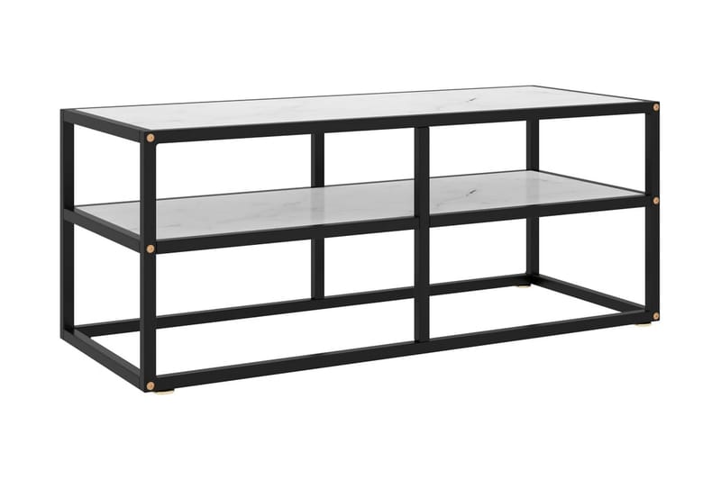 Tv-bänk svart med vit marmor glas 100x40x40 cm - Svart - Möbler - Vardagsrum - Tv-möbler & mediamöbler - Tv-bänkar