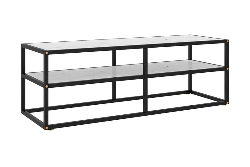 Tv-bänk svart med vit marmor glas 120x40x40 cm - Svart - Möbler - Vardagsrum - Tv-möbler & mediamöbler - Tv-bänkar