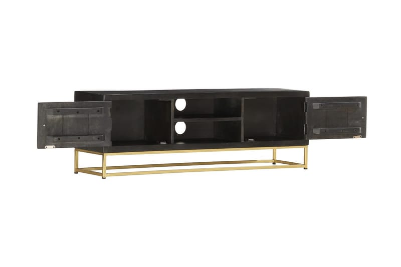 TV-bänk svart och guld 120x30x40 cm massivt mangoträ - Svart - Möbler - Vardagsrum - Tv-möbler & mediamöbler - Tv-bänkar