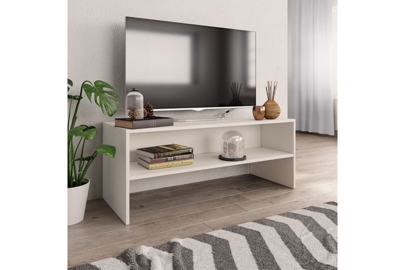TV-bänk vit 100x40x40 cm spånskiva - Vit - Tv-bänkar