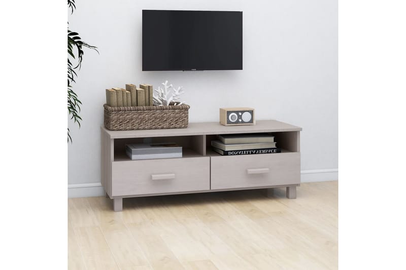 TV-bänk vit 106x40x40 cm massiv furu - Vit - Tv-bänkar