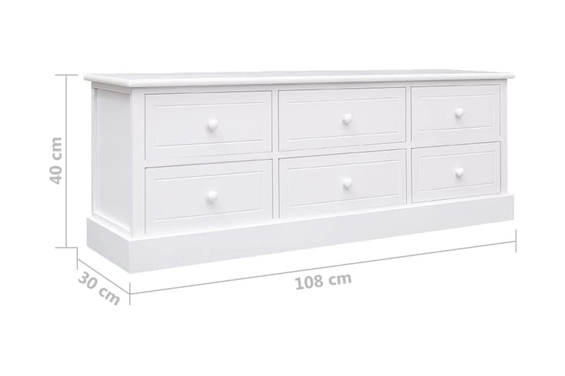 TV-bänk vit 108x30x40 cm massivt kejsarträ - Vit - Möbler - Vardagsrum - Tv-möbler & mediamöbler - Tv-bänkar