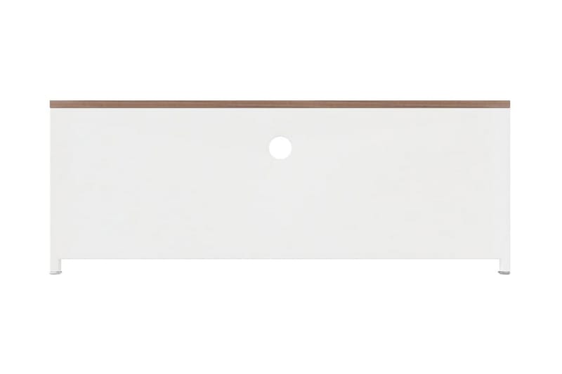 Tv-bänk vit 110x30x40 cm järn och massivt granträ - Vit - Möbler - Vardagsrum - Tv-möbler & mediamöbler - Tv-bänkar