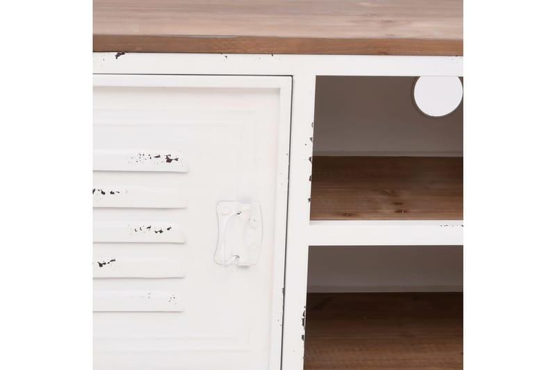 Tv-bänk vit 110x30x40 cm järn och massivt granträ - Vit - Möbler - Vardagsrum - Tv-möbler & mediamöbler - Tv-bänkar