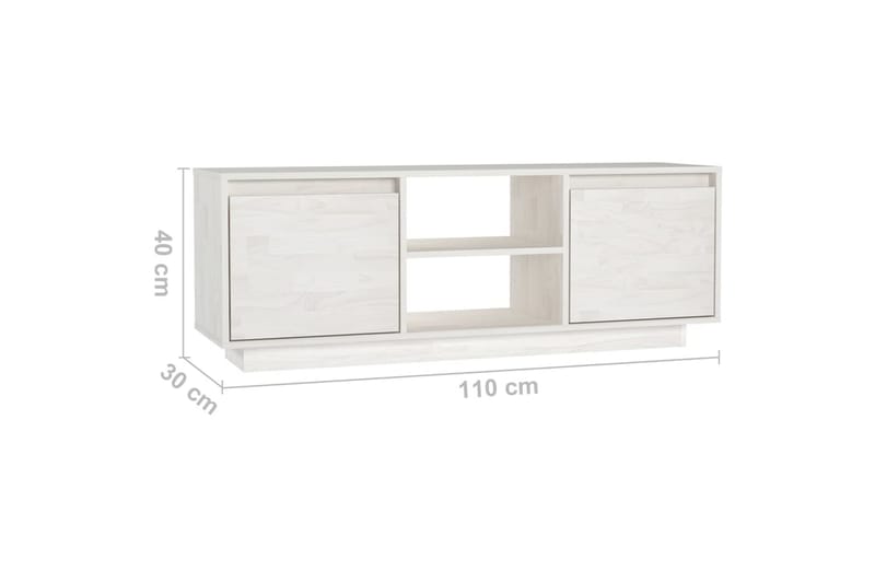 TV-bänk vit 110x30x40 cm massiv furu - Vit - Tv-bänkar