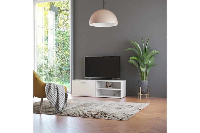 TV-bänk vit 120x34x37 cm spånskiva - Vit - Möbler - Vardagsrum - Tv-möbler & mediamöbler - Tv-bänkar