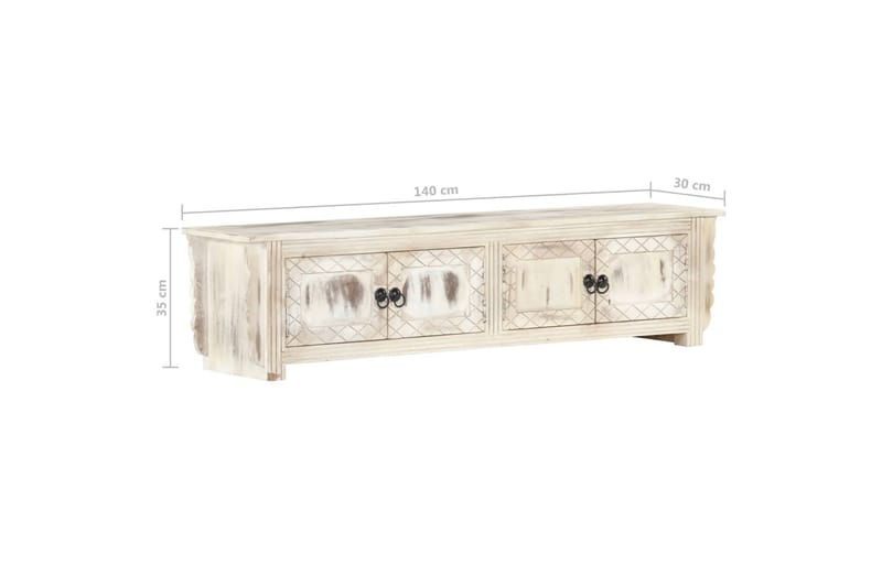 TV-bänk vit 140x30x35 cm massivt mangoträ - Vit - Möbler - Vardagsrum - Tv-möbler & mediamöbler - Tv-bänkar