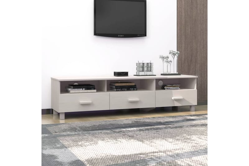 TV-bänk vit 158x40x40 cm massiv furu - Vit - Möbler - Vardagsrum - Tv-möbler & mediamöbler - Tv-bänkar