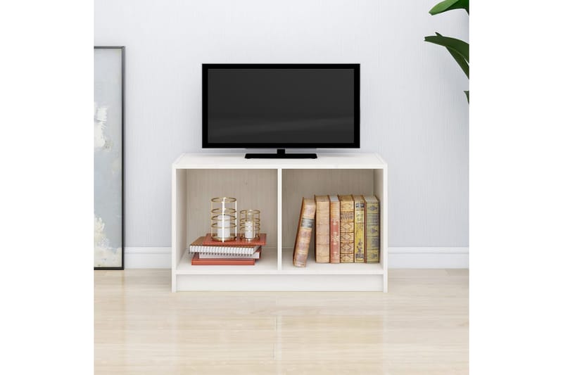 TV-bänk vit 70x33x42 cm massiv furu - Vit - Tv-bänkar
