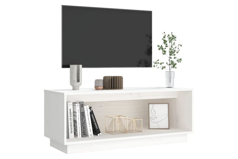 Tv-bänk vit 90x35x35 cm massiv furu - Vit - Möbler - Vardagsrum - Tv-möbler & mediamöbler - Tv-bänkar