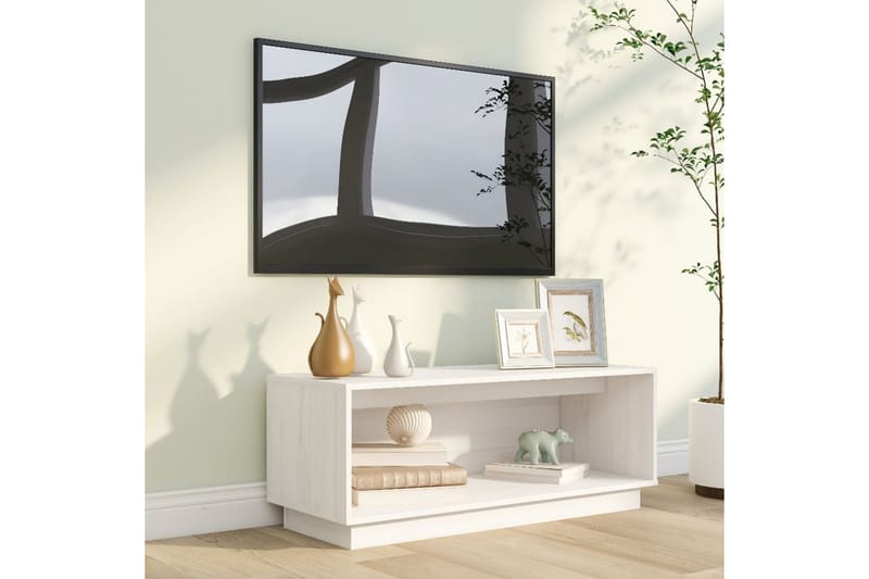 Tv-bänk vit 90x35x35 cm massiv furu - Vit - Möbler - Vardagsrum - Tv-möbler & mediamöbler - Tv-bänkar