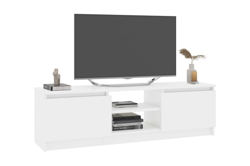 TV-bänk vit högglans 120x30x35,5 cm spånskiva - Vit - Tv-bänkar