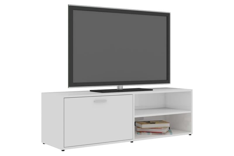 TV-bänk vit högglans 120x34x37 cm spånskiva - Vit - Tv-bänkar