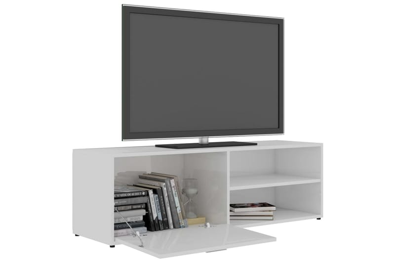 TV-bänk vit högglans 120x34x37 cm spånskiva - Vit - Tv-bänkar