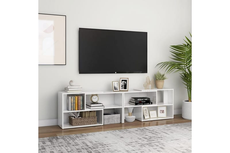 TV-bänk vit högglans 149x30x52 cm spånskiva - Vit - Möbler - Vardagsrum - Tv-möbler & mediamöbler - Tv-bänkar