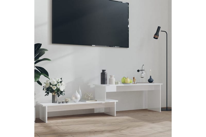 TV-bänk vit högglans 180x30x43 cm spånskiva - Vit - Tv-bänkar