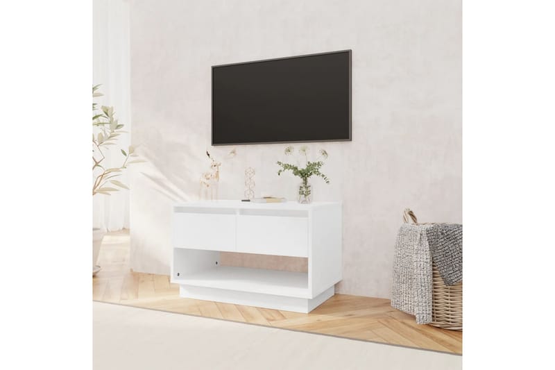 TV-bänk vit högglans 70x41x44 cm spånskiva - Vit - Tv-bänkar