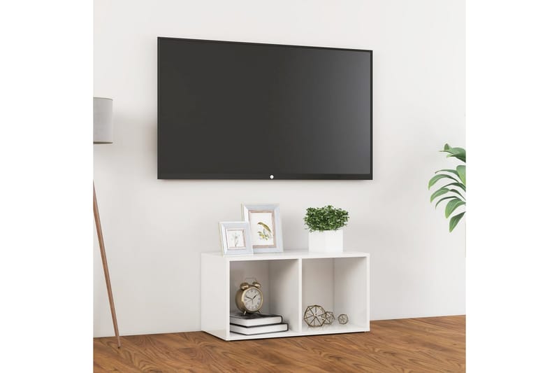TV-bänk vit högglans 72x35x36,5 cm spånskiva - Vit - Tv-bänkar