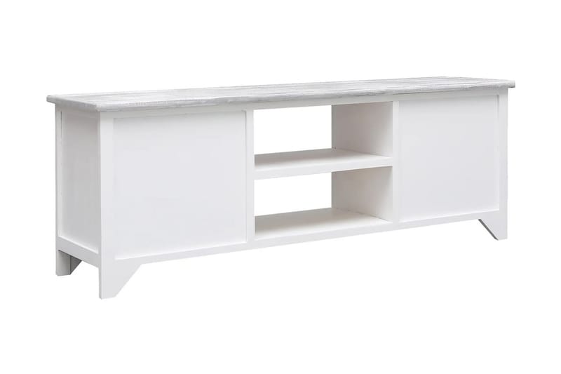 TV-bänk vit och grå 108x30x40 cm massivt kejsarträ - Grå - Möbler - Vardagsrum - Tv-möbler & mediamöbler - Tv-bänkar
