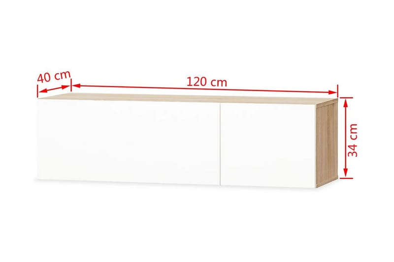 TV-bänkar 2 st spånskiva 120x40x34 cm vit högglans ek - Vit - Möbler - Vardagsrum - Tv-möbler & mediamöbler - Tv-bänkar