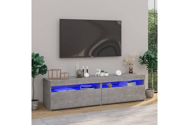 Tv-bänkar med LED-belysning 2 st betonggrå 75x35x40 cm - Grå - Möbler - Vardagsrum - Tv-möbler & mediamöbler - Tv-bänkar