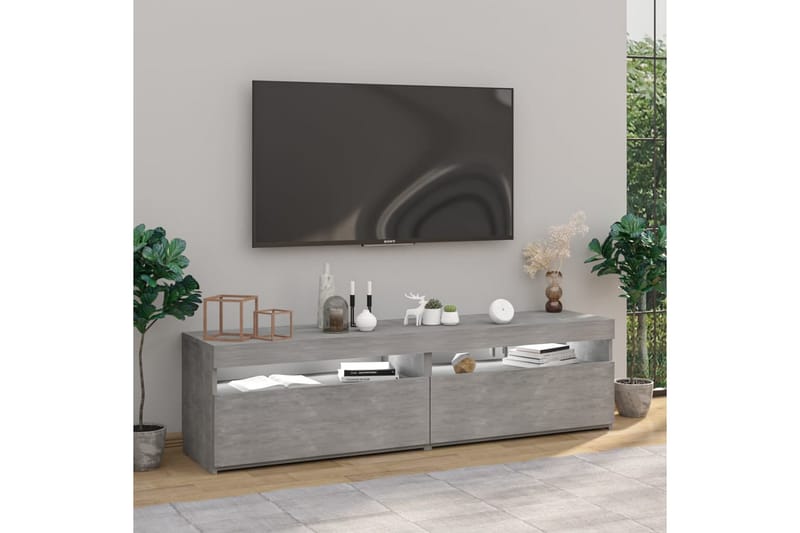 Tv-bänkar med LED-belysning 2 st betonggrå 75x35x40 cm - Grå - Möbler - Vardagsrum - Tv-möbler & mediamöbler - Tv-bänkar