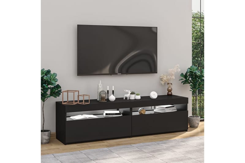 Tv-bänkar med LED-belysning 2 st svart 75x35x40 cm - Svart - Möbler - Vardagsrum - Tv-möbler & mediamöbler - Tv-bänkar