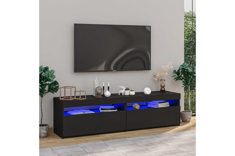 Tv-bänkar med LED-belysning 2 st svart 75x35x40 cm - Svart - Möbler - Vardagsrum - Tv-möbler & mediamöbler - Tv-bänkar