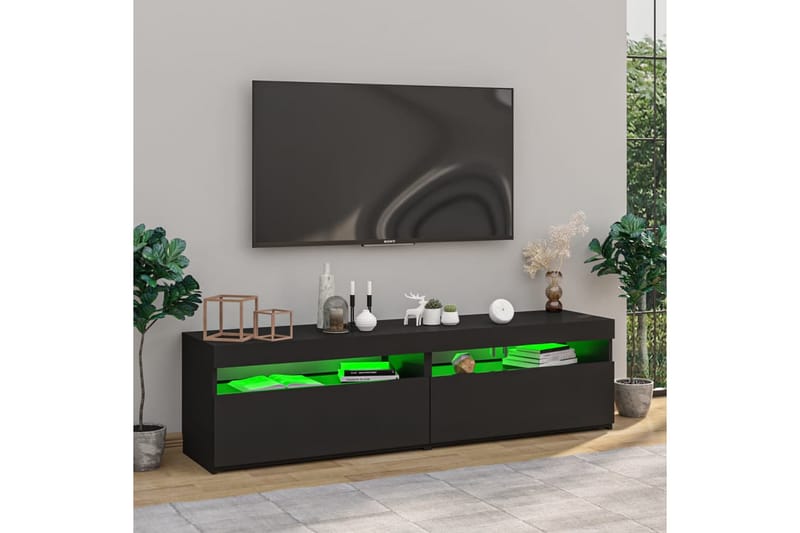 Tv-bänkar med LED-belysning 2 st svart 75x35x40 cm - Svart - Möbler - Vardagsrum - Tv-möbler & mediamöbler - Tv-bänkar