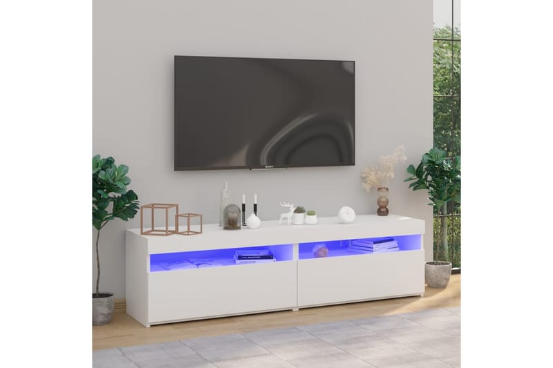 Tv-bänkar med LED-belysning 2 st vit högglans 75x35x40 cm - Vit - Möbler - Vardagsrum - Tv-möbler & mediamöbler - Tv-bänkar