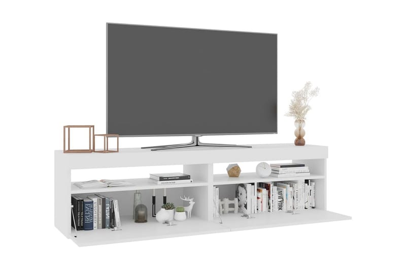 Tv-bänkar med LED-belysning 2 st vit högglans 75x35x40 cm - Vit - Tv-bänkar