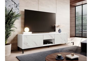Tv Golvstående Tv Bänk 195 cm med Förvaring i Trä - Vit - Möbler - Vardagsrum - Tv-möbler & mediamöbler - Tv-bänkar