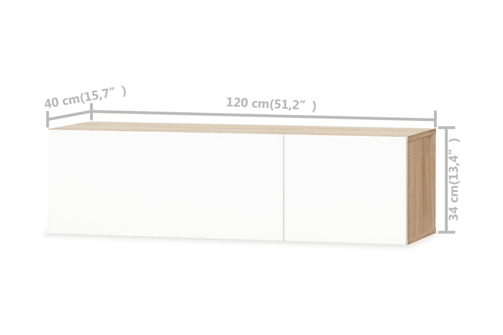 TV-möbel spånskiva 120x40x34 cm ek och vit högglans - Brun - Möbler - Vardagsrum - Tv-möbler & mediamöbler - Tv-bänkar