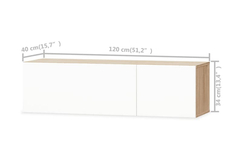 TV-möbel spånskiva 120x40x34 cm ek och vit högglans - Brun - Möbler - Vardagsrum - Tv-möbler & mediamöbler - Tv-bänkar