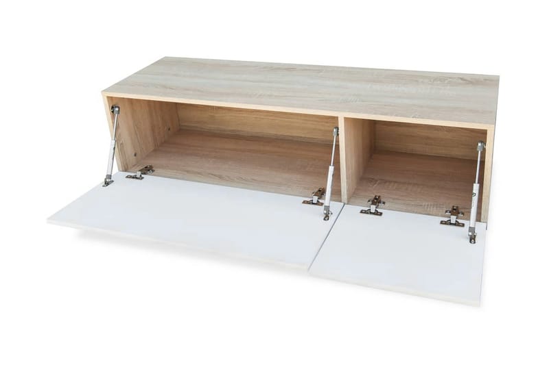 TV-möbel spånskiva 120x40x34 cm ek och vit högglans - Brun - Möbler - Vardagsrum - Tv-möbler & mediamöbler - Tv-bänkar