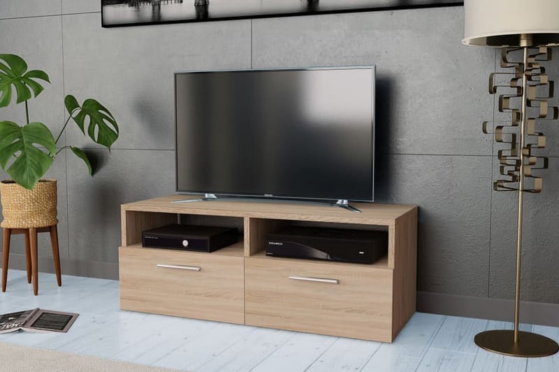 TV-möbel spånskiva 95x35x36 cm ek - Brun - Tv-bänkar