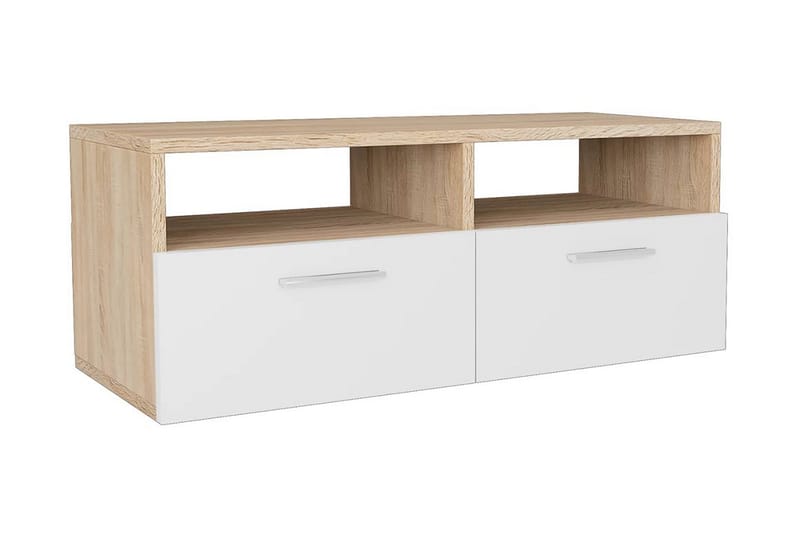 TV-möbel spånskiva 95x35x36 cm ek och vit - Brun - Möbler - Vardagsrum - Tv-möbler & mediamöbler - Tv-bänkar