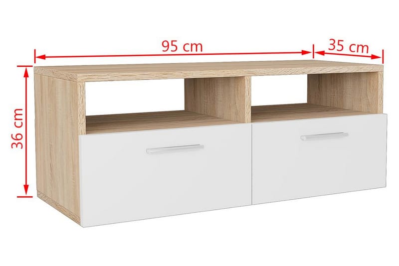 TV-möbel spånskiva 95x35x36 cm ek och vit - Brun - Möbler - Vardagsrum - Tv-möbler & mediamöbler - Tv-bänkar