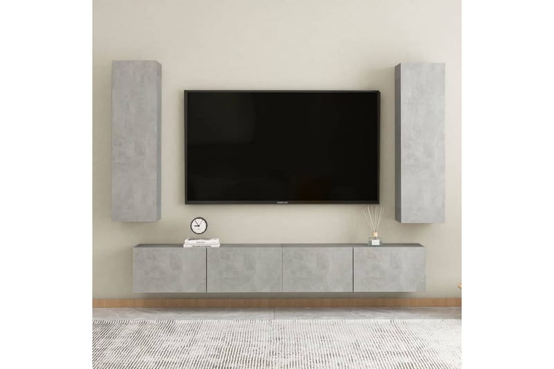 TV-skåp 2 st betonggrå 30,5x30x110 cm spånskiva - Grå - Tv-bänkar