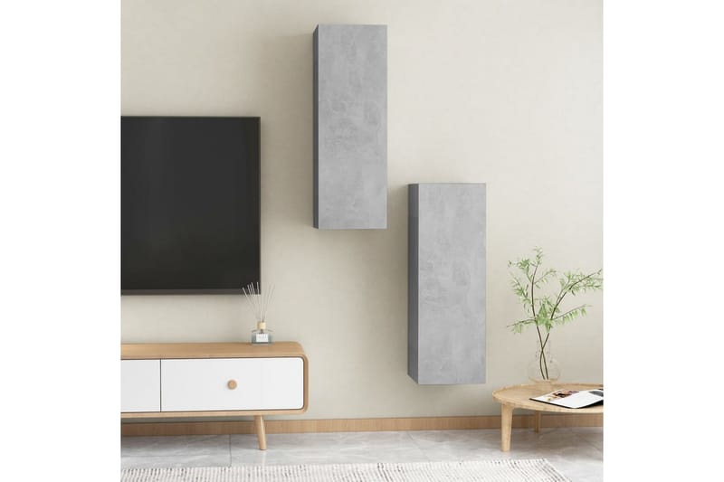 TV-skåp 2 st betonggrå 30,5x30x90 cm spånskiva - Grå - Möbler - Vardagsrum - Tv-möbler & mediamöbler - Tv-bänkar