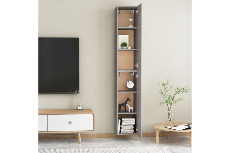TV-skåp 2 st betonggrå 30,5x30x90 cm spånskiva - Grå - Möbler - Vardagsrum - Tv-möbler & mediamöbler - Tv-bänkar
