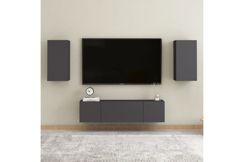 TV-skåp 2 st grå 30,5x30x60 cm spånskiva - Grå - Tv-bänkar