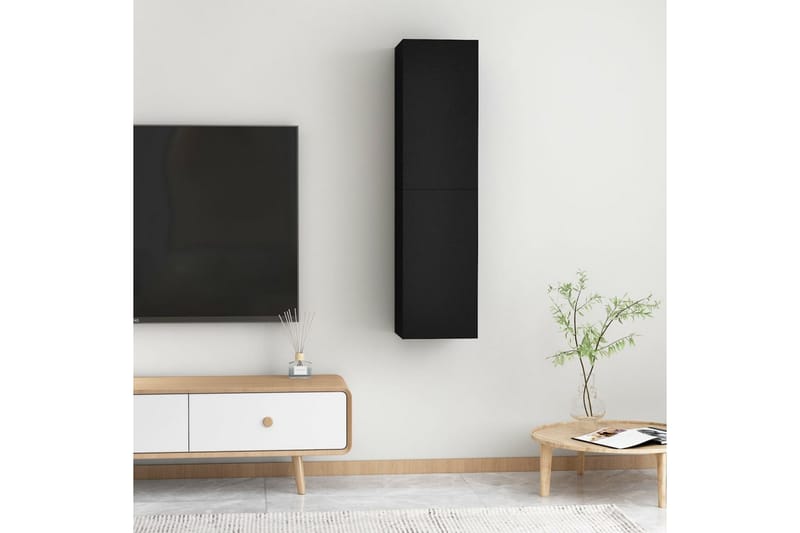 TV-skåp 2 st svart 30,5x30x60 cm spånskiva - Svart - Tv-bänkar