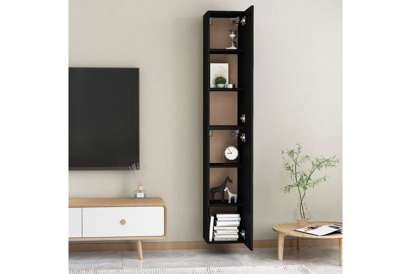 TV-skåp 2 st svart 30,5x30x90 cm spånskiva - Svart - Möbler - Vardagsrum - Tv-möbler & mediamöbler - Tv-bänkar