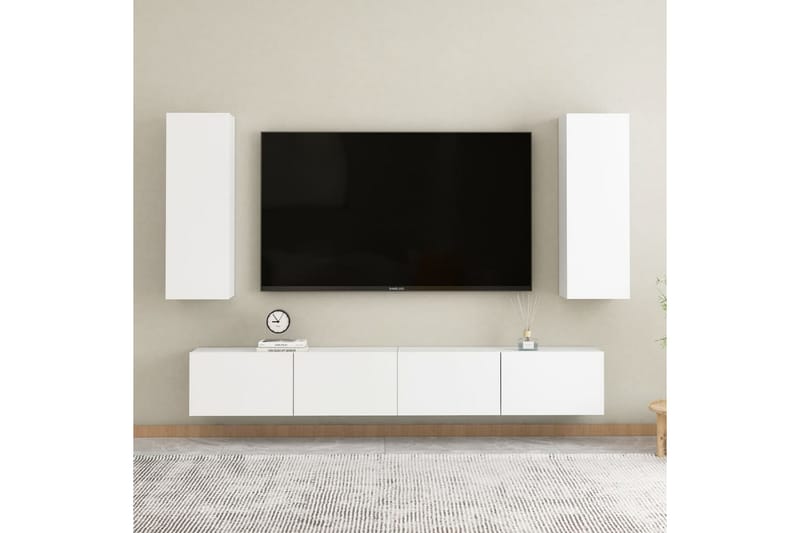 TV-skåp 2 st vit 30,5x30x90 cm spånskiva - Vit - Möbler - Vardagsrum - Tv-möbler & mediamöbler - Tv-bänkar