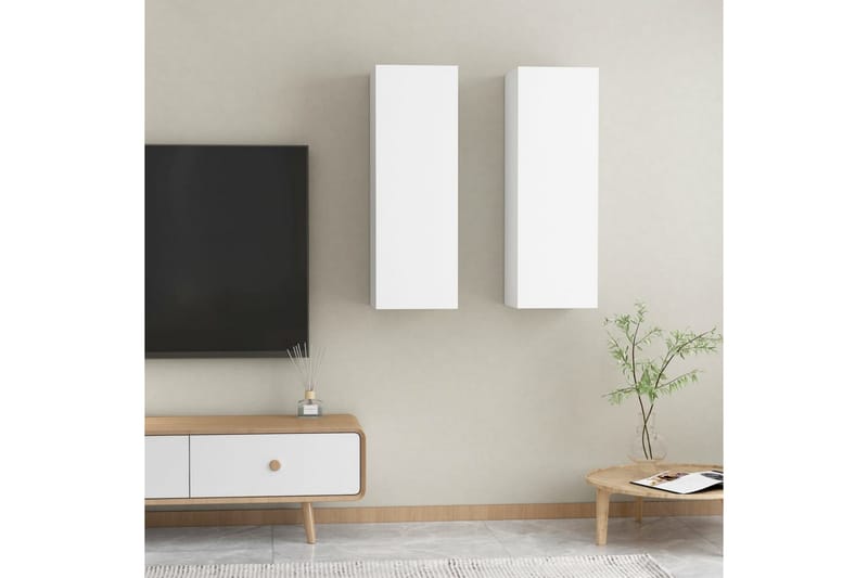 TV-skåp 2 st vit 30,5x30x90 cm spånskiva - Vit - Möbler - Vardagsrum - Tv-möbler & mediamöbler - Tv-bänkar