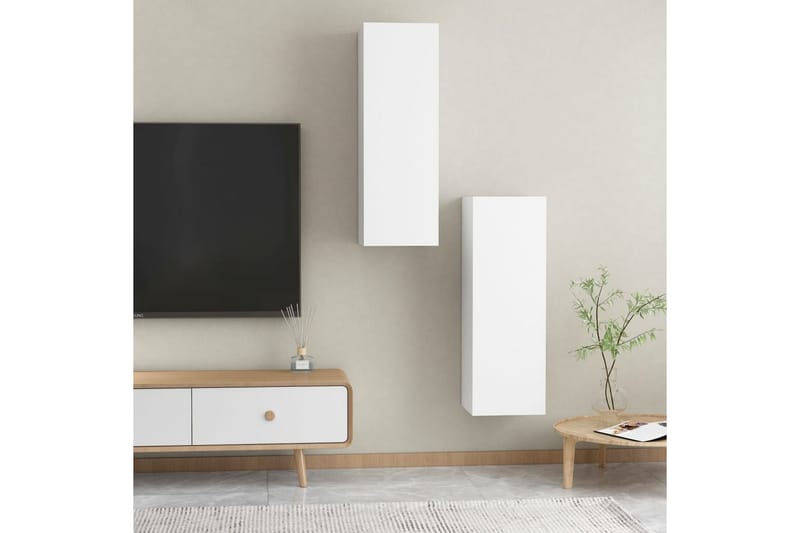 TV-skåp 2 st vit 30,5x30x90 cm spånskiva - Vit - Möbler - Vardagsrum - Tv-möbler & mediamöbler - Tv-bänkar