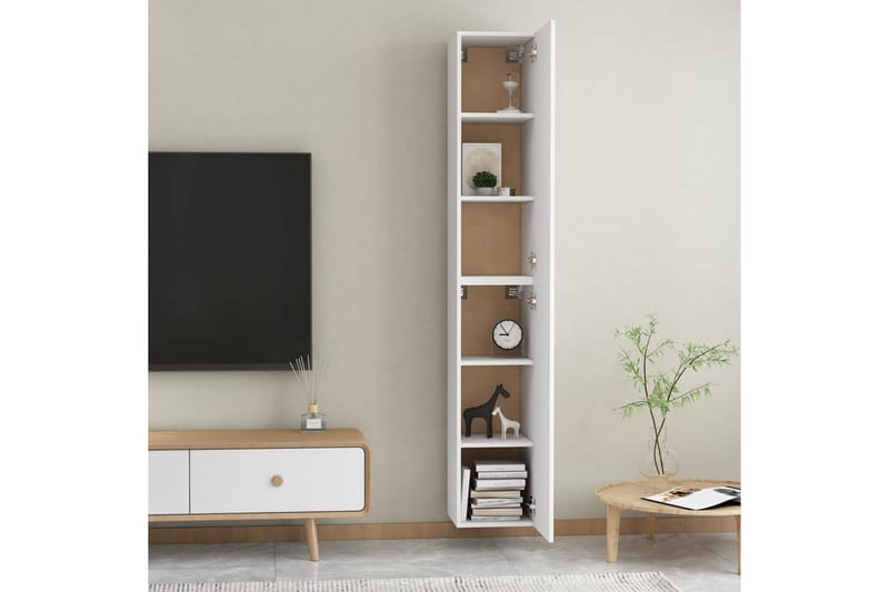 TV-skåp 2 st vit 30,5x30x90 cm spånskiva - Vit - Möbler - Vardagsrum - Tv-möbler & mediamöbler - Tv-bänkar