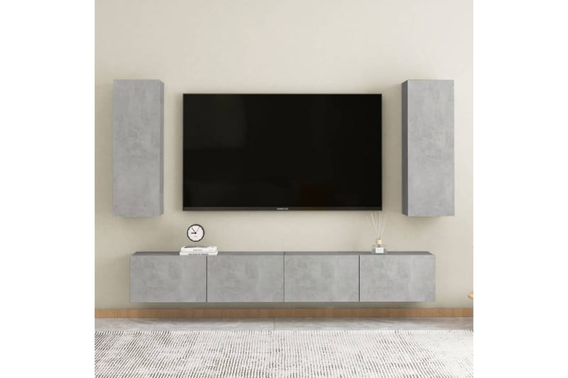 TV-skåp betonggrå 30,5x30x90 cm spånskiva - Grå - Tv-bänkar